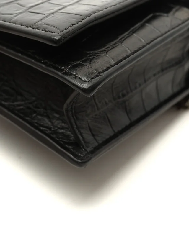 Saint Laurent Croc Kate Wallet On Chain Bag in Crocodile from A Retro Tale, photo 7 of 9