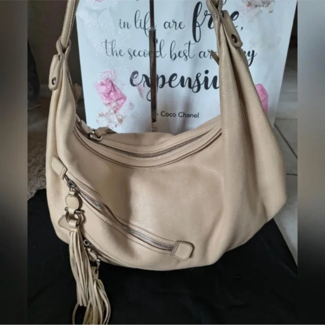 Ferragamo Women's Shoulder bags - Tan/Cream in brown|neutral from Depop, photo 1 of 1