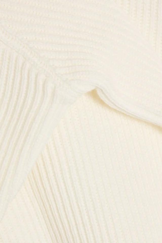 Brunello Cucinelli Layered Ribbed Cotton and Gauze Hoodie in White, photo 4 of 5 from THE OUTNET