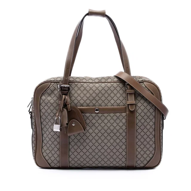 Beige Gucci Diamante Coated Canvas Business Bag in Beige Coated canvas from Designer Revival