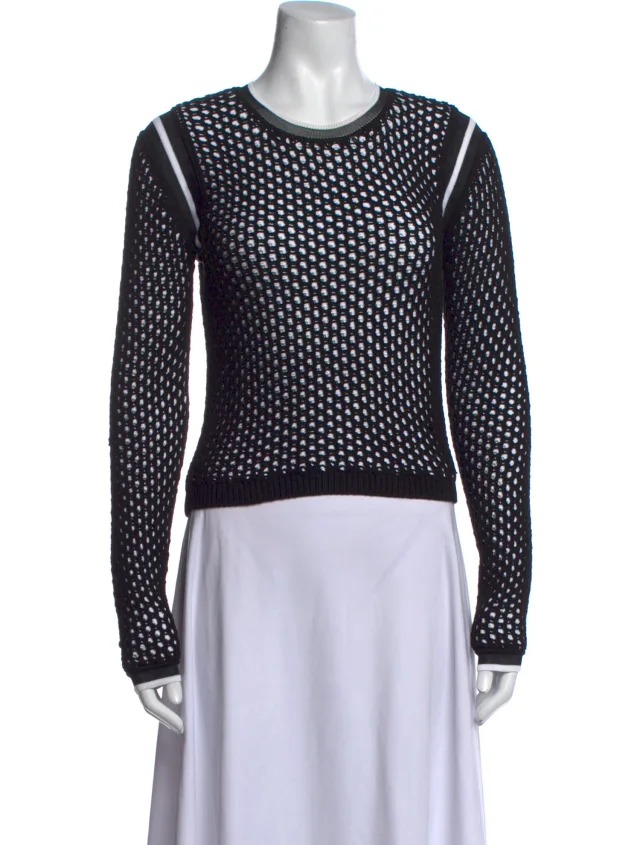 Stella McCartney Patterned Crew Neck Sweater in black from The RealReal