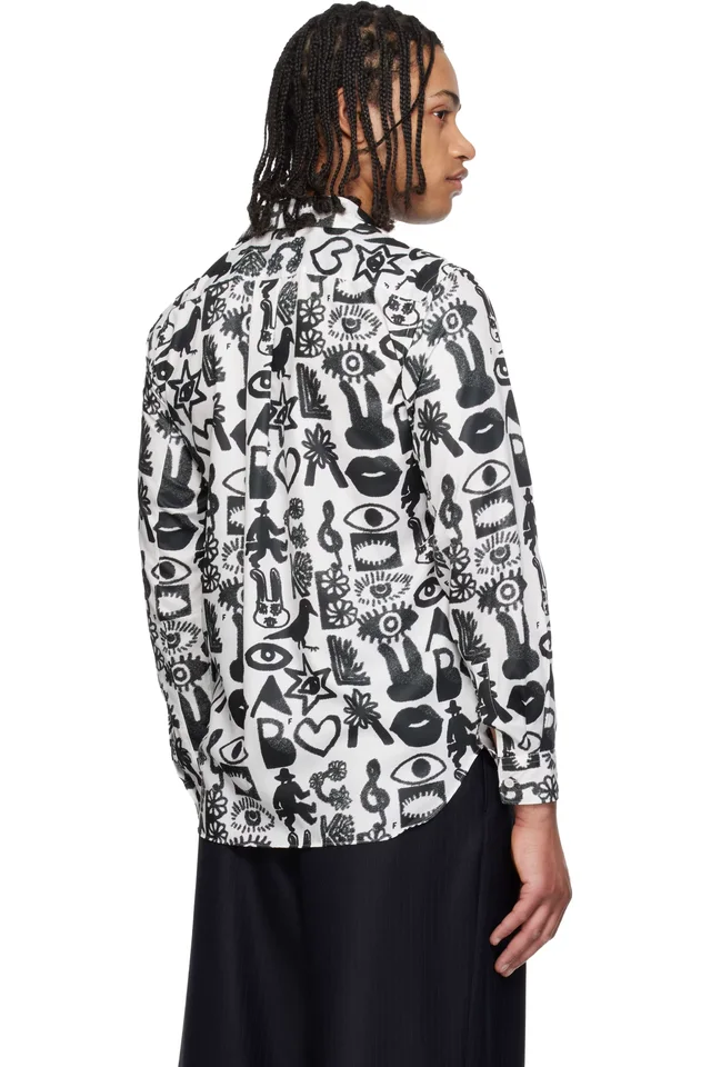 Black Comme des Garçons Black & White Broad Filip Pagowski Print Shirt, photo 3 of 4 from SSENSE