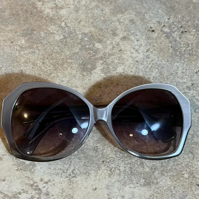 Tods Women's Sunglasses - White/Grey in gray|white from Depop, photo 1 of 1