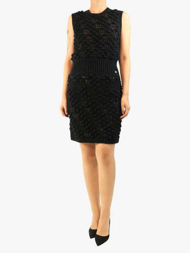 Chanel Black bobble-knit midi dress - size UK 14 in Black from Sign of the Times, photo 3 of 3