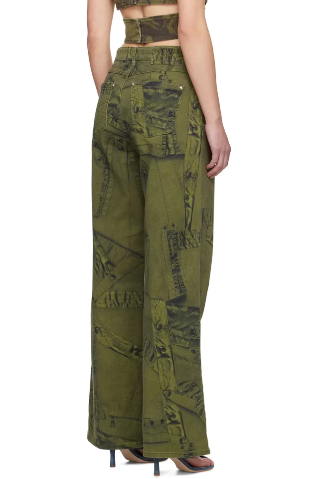 Blumarine Khaki Printed Jeans, photo 3 of 4 from SSENSE
