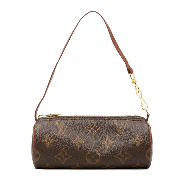 Brown Louis Vuitton Monogram Papillon Pochette Handbag in Brown Coated canvas from Designer Revival
