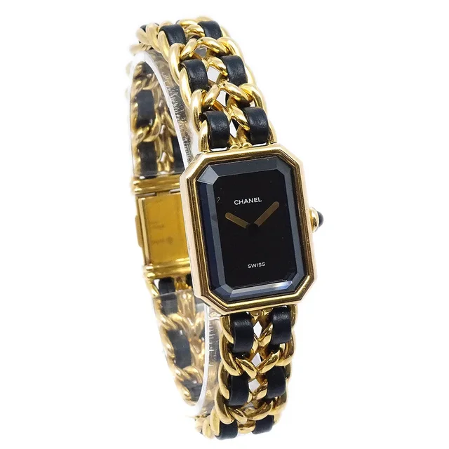 Chanel Premiere Watch Gold #XL in Gold Leather from AMORE Vintage Tokyo