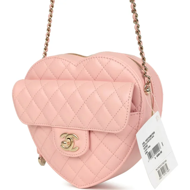 Chanel CC In Love Large Heart Bag in Pink Lambskin from Madison Avenue Couture, photo 5 of 9