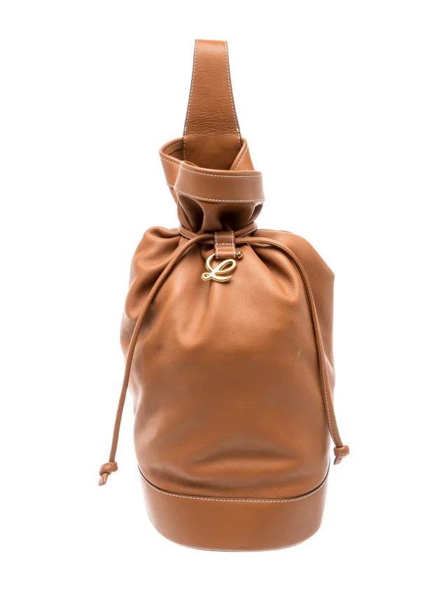 Loewe Leather Bucket Bag in brown|red Leather from The RealReal
