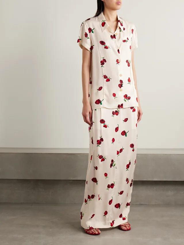 KHAITE Lucian pleated silk-twill maxi skirt in Beige, photo 2 of 2 from NET-A-PORTER (Canada)