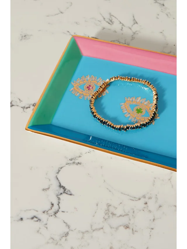 SUZANNE KALAN + Jonathan Adler porcelain jewelry tray in Blue, photo 2 of 2 from NET-A-PORTER (Canada)
