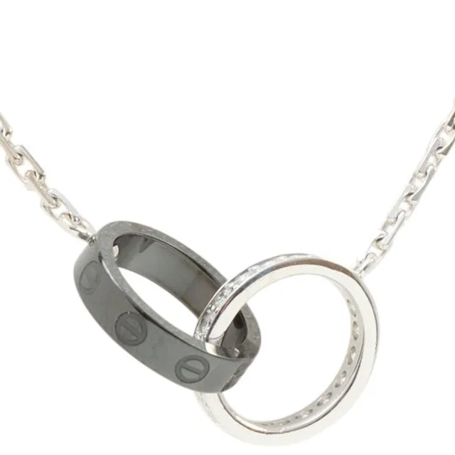 Cartier 18K Diamond Baby Love Necklace White Gold/Black in Black Ceramic from VINTAGE QOO TOKYO