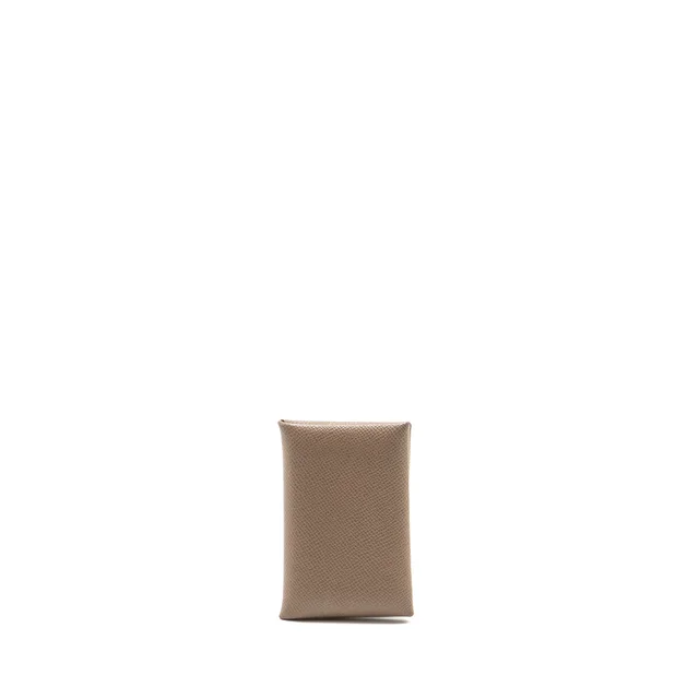 Hermès Calvi Card Holder Epsom Etoupe SHW Stamp W in Taupe Epsom leather from EMIER