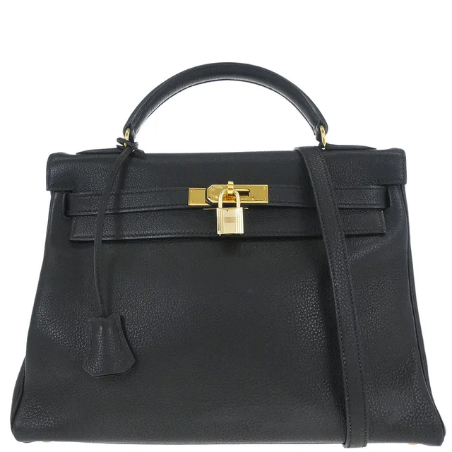 Hermès Black Togo Kelly 32 Retourne 2way Shoulder Handbag in Black Togo leather from AMORE Vintage Tokyo