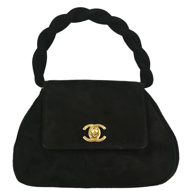 Chanel 1996-1997 Black Suede Handbag in Black Suede from AMORE Vintage Tokyo