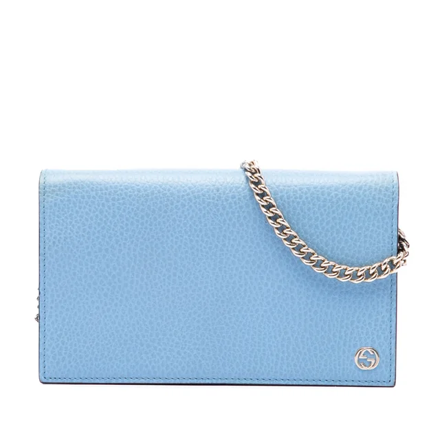 Blue Gucci Calfskin Betty Wallet On Chain Crossbody Bag in Blue Calfskin from Designer Revival