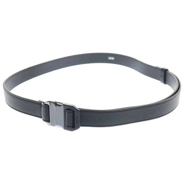 Dior Logo Buckle Leather Belt Black in Black Leather from The Reluxe