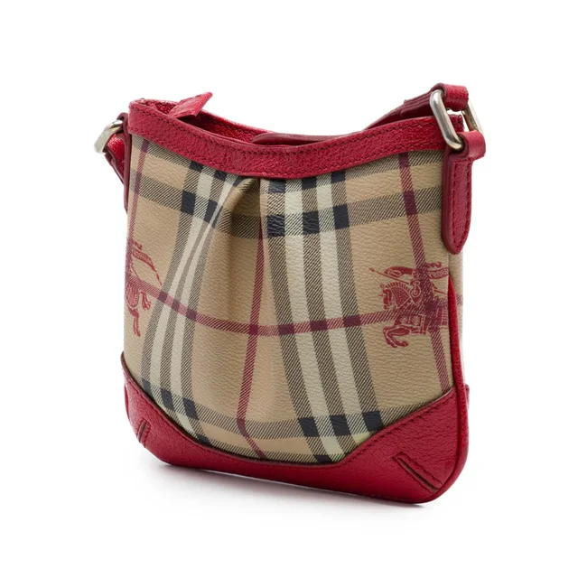Red Burberry Mini Haymarket Check Coated Canvas Hartham Crossbody in Red Coated canvas from Designer Revival, photo 2 of 2