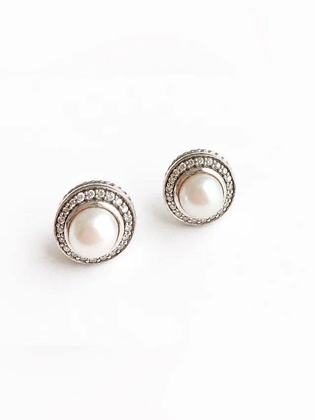 David Yurman Pearl & Diamond Petite Cerise Stud Earrings Sterling Silver 925 in silver|gray from Poshmark