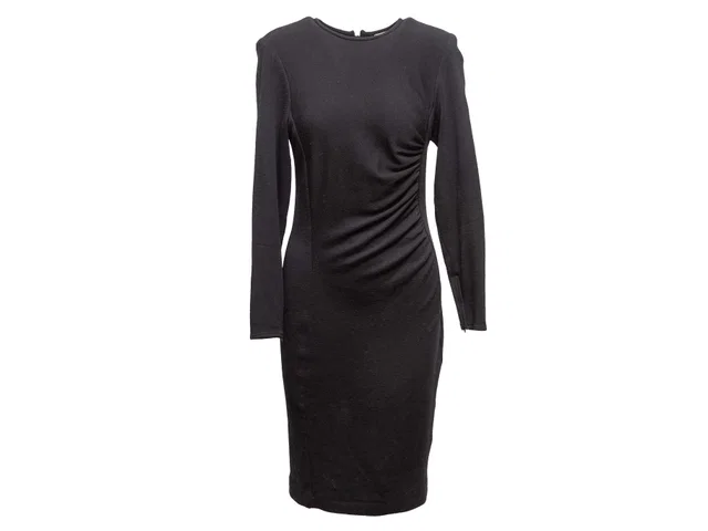 Vintage Black Valentino Miss V Long Sleeve Wool Dress Size IT 42 in Black Wool from Designer Revival