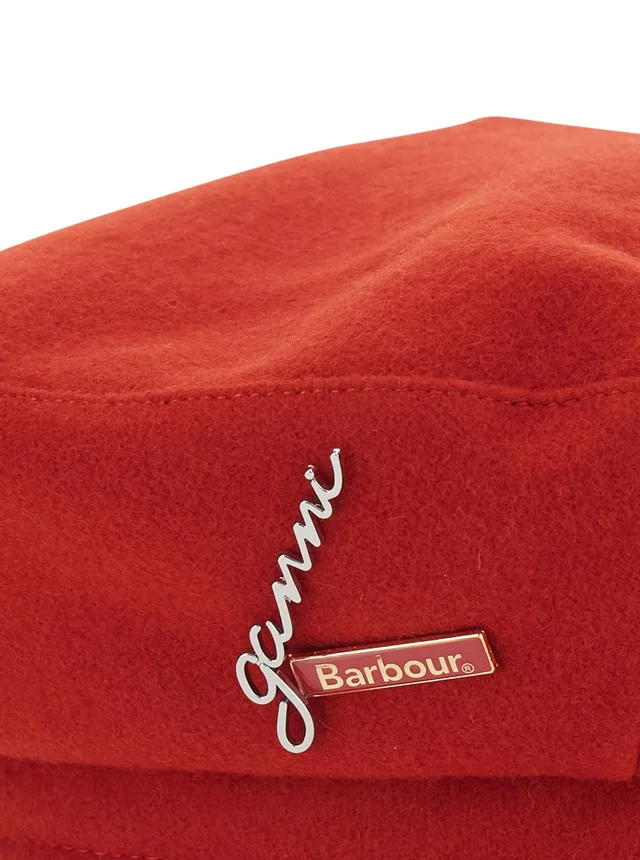 Barbour Red Beanie with Flat Crown and Logo Plate on the Side in Wool Woman in Red 100% Wool, photo 6 of 6 from Gaudenzi Boutique