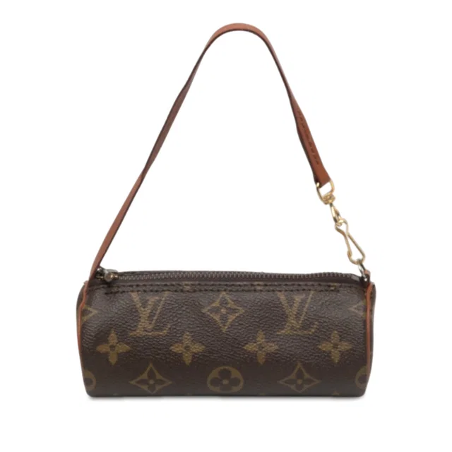 Brown Louis Vuitton Monogram Papillon Pochette Handbag in Brown Coated canvas from Designer Revival