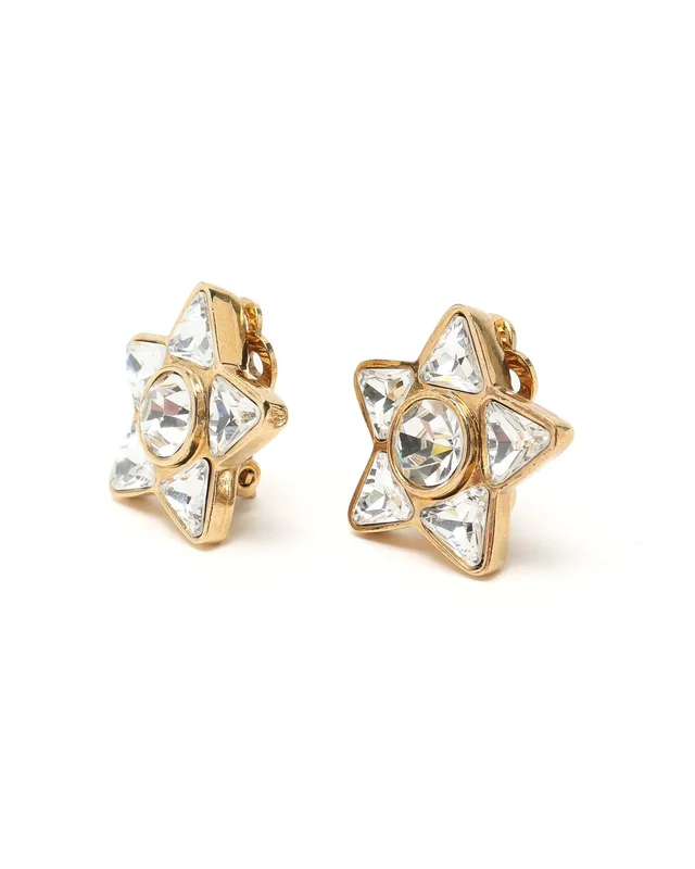 Celine Star Rhinestone Clip-on Earrings from A Retro Tale, photo 2 of 3