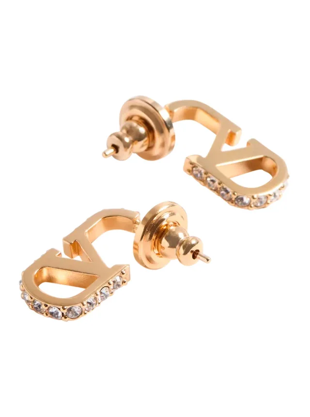 Valentino Garavani Vlogo Rhinestone-Embellished Earrings — Bronze from HEWI, photo 2 of 3