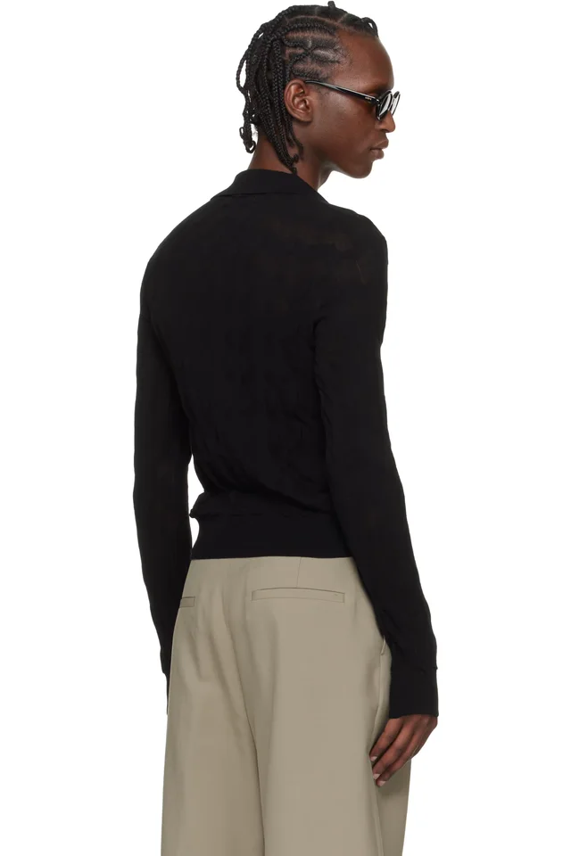 Dries Van Noten Black Knit Polo, photo 3 of 4 from SSENSE