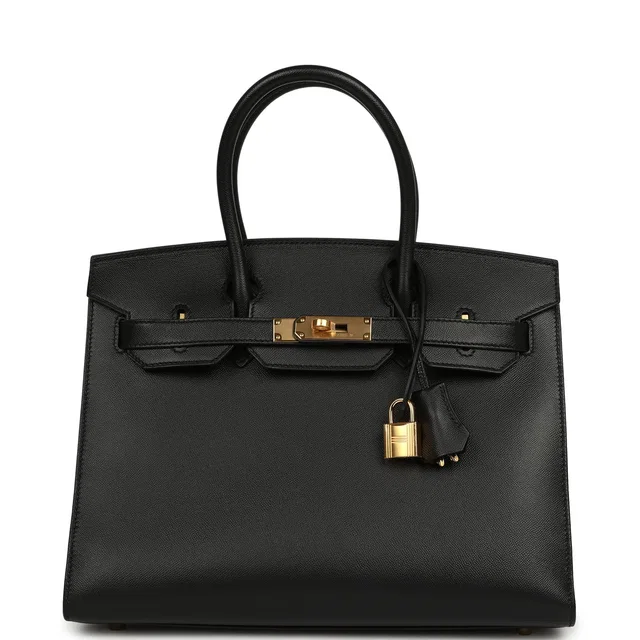 Hermès Birkin Sellier 30 Black Madame Gold Hardware in Black Goatskin from Madison Avenue Couture