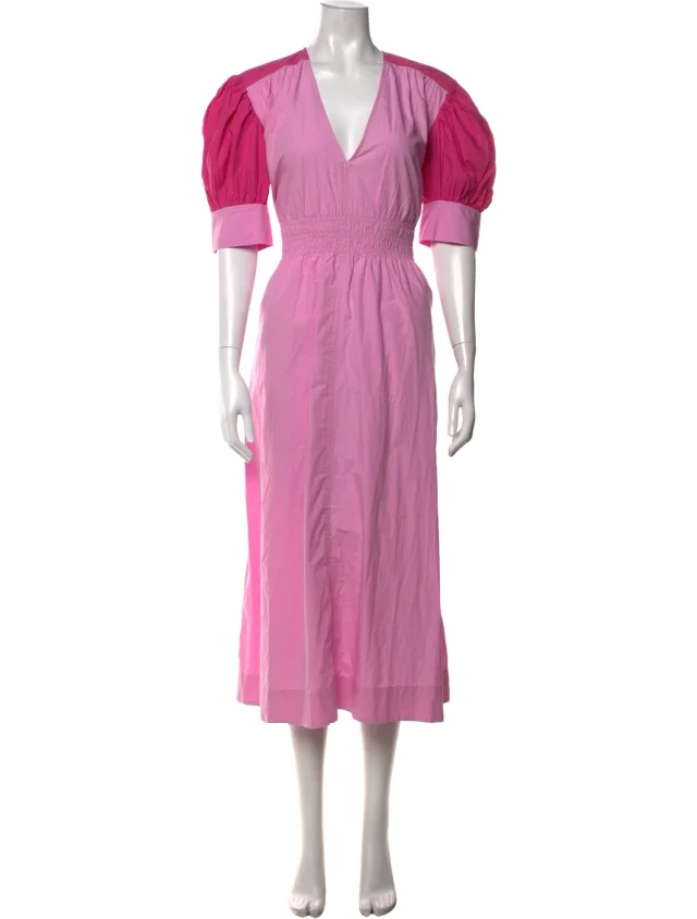 GANNI Colorblock Pattern Midi Length Dress in pink from The RealReal