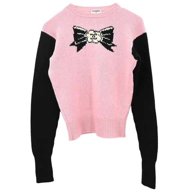 Chanel 1995 Sweater Knit Top Pink #36 in Pink Cashmere from AMORE Vintage Tokyo