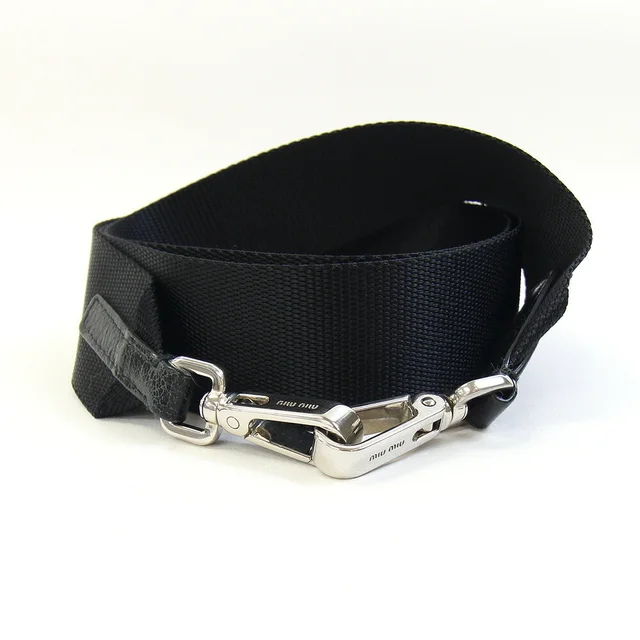 Miu Miu Miu Shoulder Strap, Black Nylon Canvas Leather Bag Replacement Women's in Black Canvas, Leather, Nylon from Elady