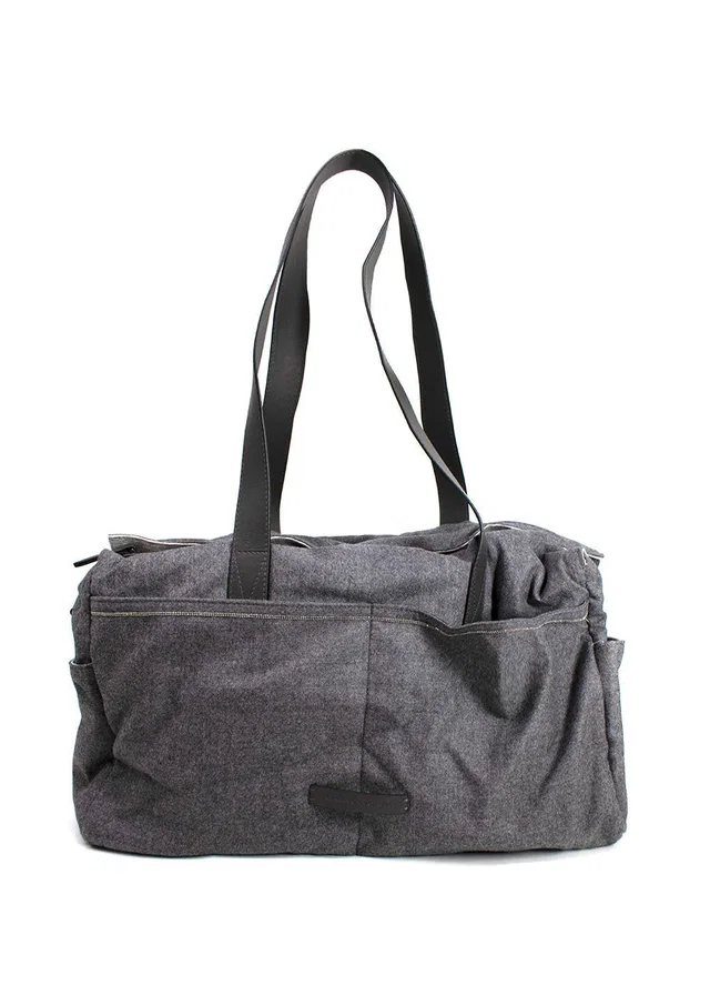 Brunello Cucinelli Grey Fabric Duffle Bag in Grey Leather from HEWI