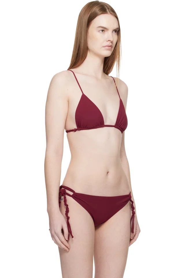 Jil Sander Red Jersey Tangle Bikini Top, photo 2 of 4 from SSENSE