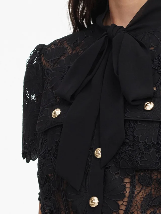 Self-Portrait Lace Tie Neck Top, photo 6 of 7 from SENSER