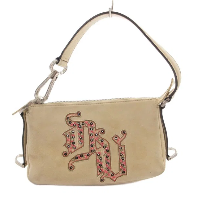 Versace Handbag Handle Museum Suede White in White Suede from The Reluxe