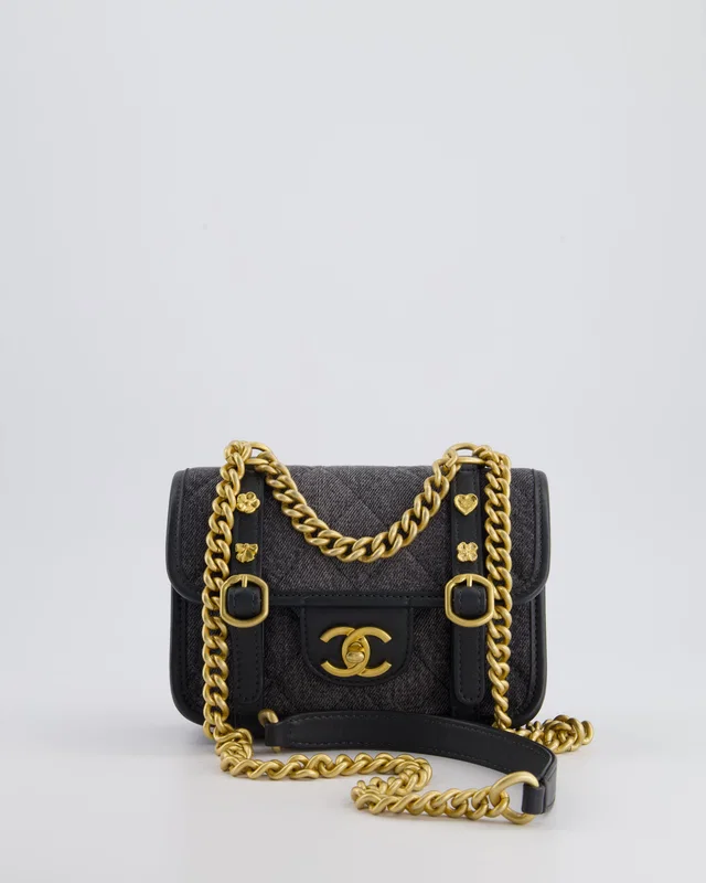 Chanel Grey Mini Denim Flap Bag in Grey Denim from Sellier
