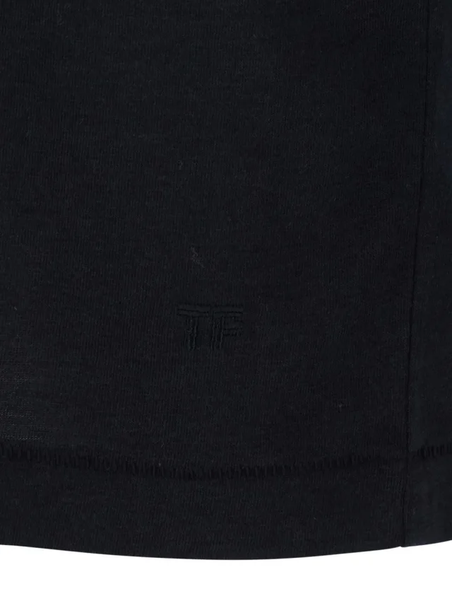 Tom ford Black Crew Neck T-Shirt with Logo Embroidery on the Front in Cotton Blend for Men in Black 67% Lyocell 33% Cotton, photo 5 of 6 from Gaudenzi Boutique