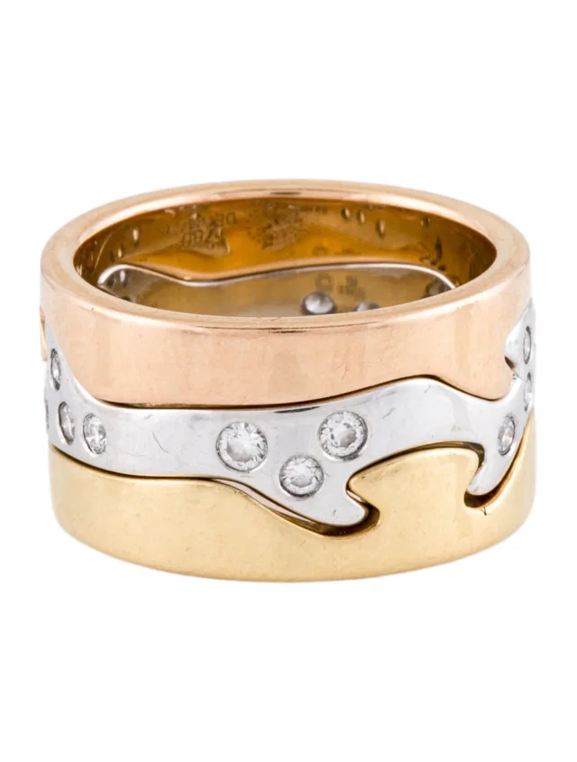 Georg Jensen 18K Diamond Fusion Three Ring in multicolor from The RealReal