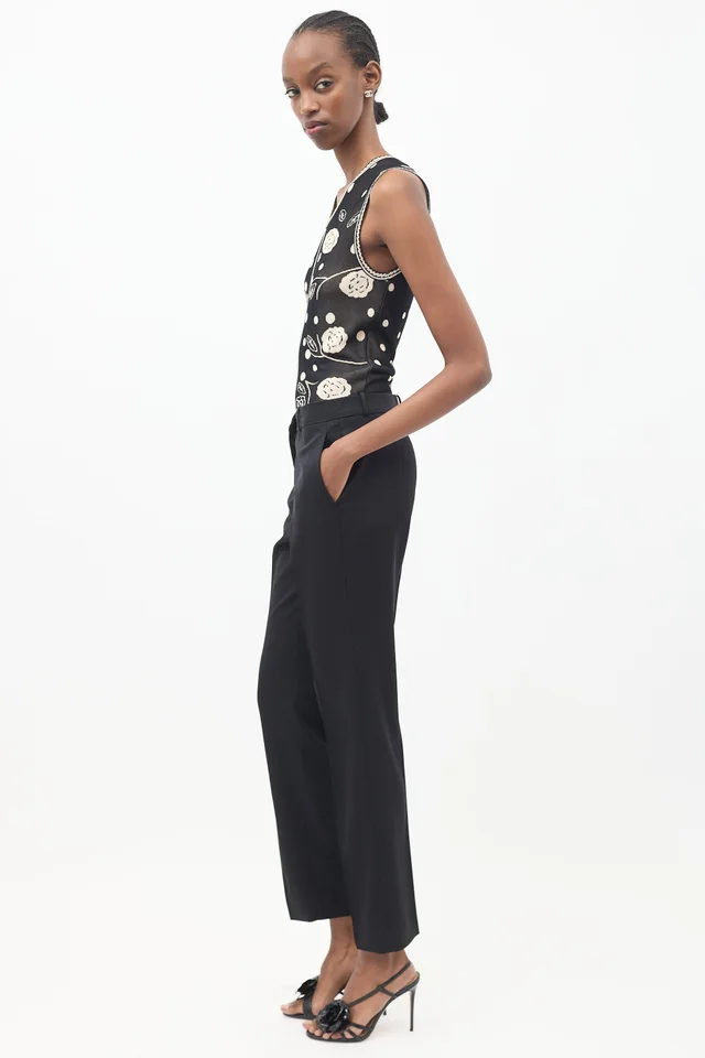 Chanel Black Wool Slim Trouser in Black Wool from VSP Consignment, photo 2 of 2