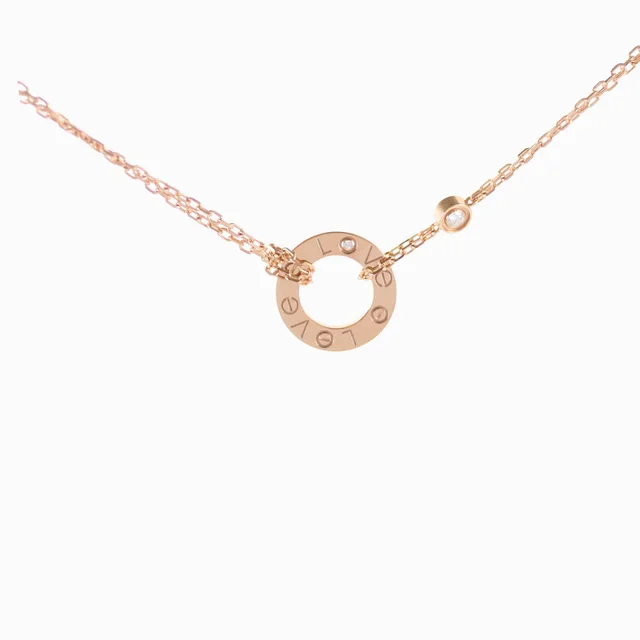 Cartier Love 2 Diamond Pink Gold Necklace in Pink from The Purse Affair