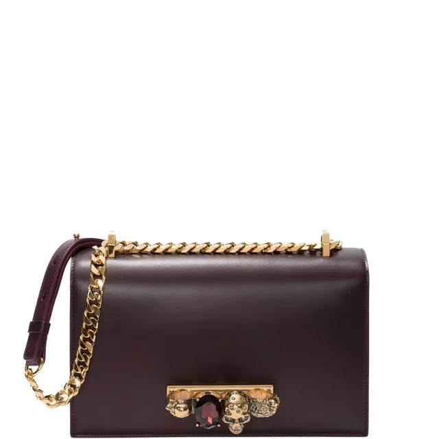 Alexander McQueen Jewelled Knuckle Satchel Smooth, Dark Purple/Gold from Cultstatus, photo 1 of 1