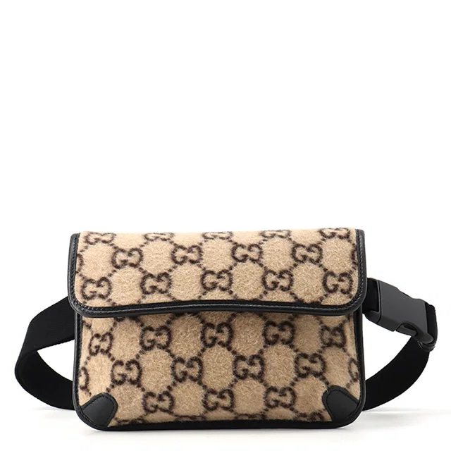 Gucci GG Wool Crossbody Bag Beige/Black598181 GG Wool Leather in Beige Wool from GALLERY RARE