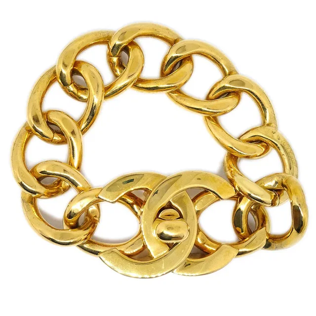 Chanel 1995 Turnlock Gold Chain Bracelet in Gold from AMORE Vintage Tokyo