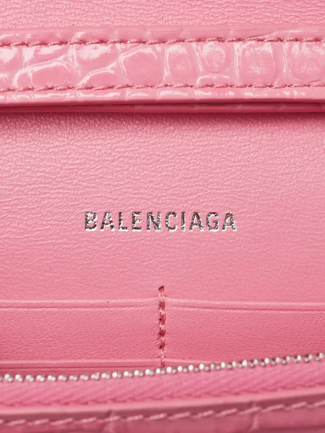 Balenciaga Pink Croc Embossed Leather Soft Hourglass Wallet On Chain Bag in Pink Crocodile from Yoogis, photo 7 of 12