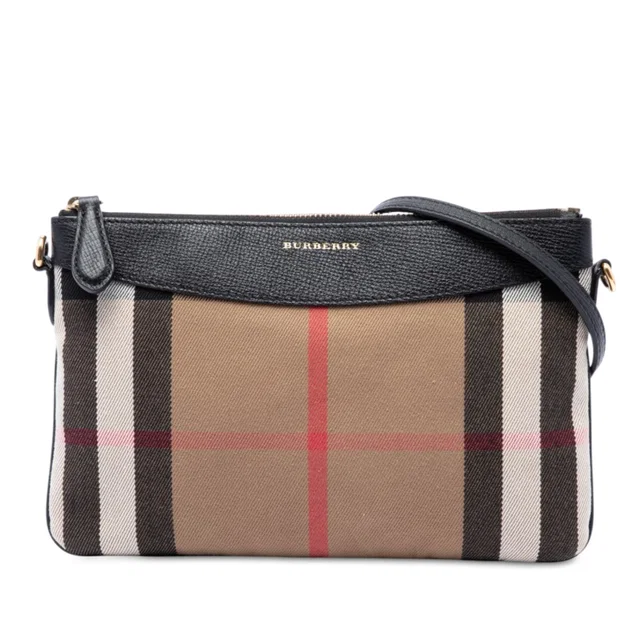 Brown Burberry Mega Check Canvas Derby Peyton Crossbody in Brown Canvas from Designer Revival