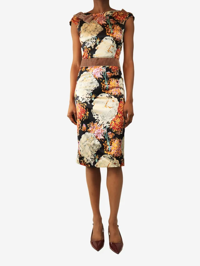 Dolce & Gabbana Multicolour sleeveless silk printed midi dress - size UK 8 in Multicolor Silk from Sign of the Times