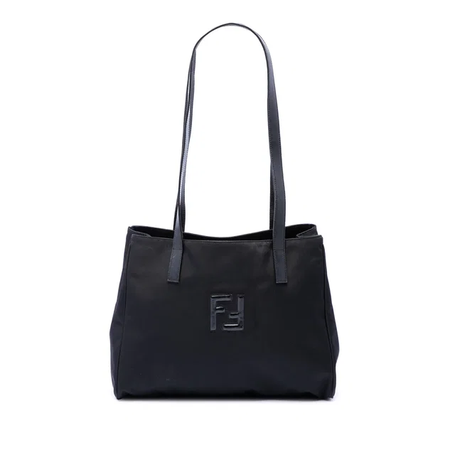Black Fendi FF Nylon Tote in Black Nylon from Designer Revival