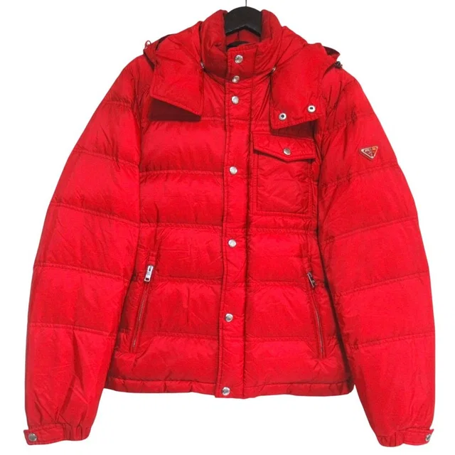 Prada Hooded Nylon Down Jacket 46 in Nylon from The Reluxe